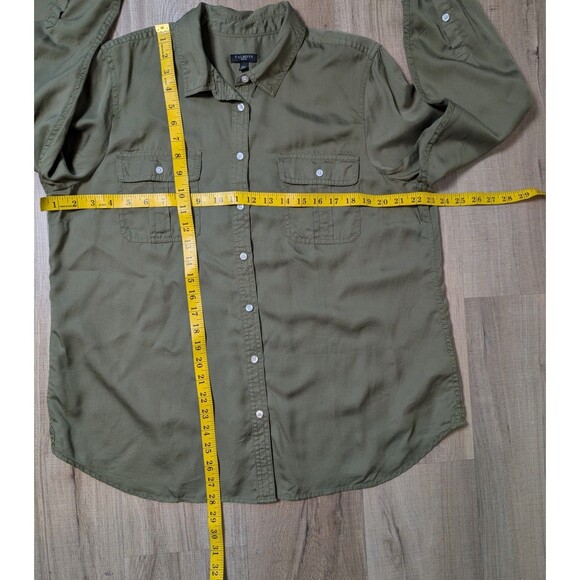 NWOT Talbots Size XL Petite Utility Blouse Roll Tab Sleeves Lyocell Safari - Picture 11 of 12